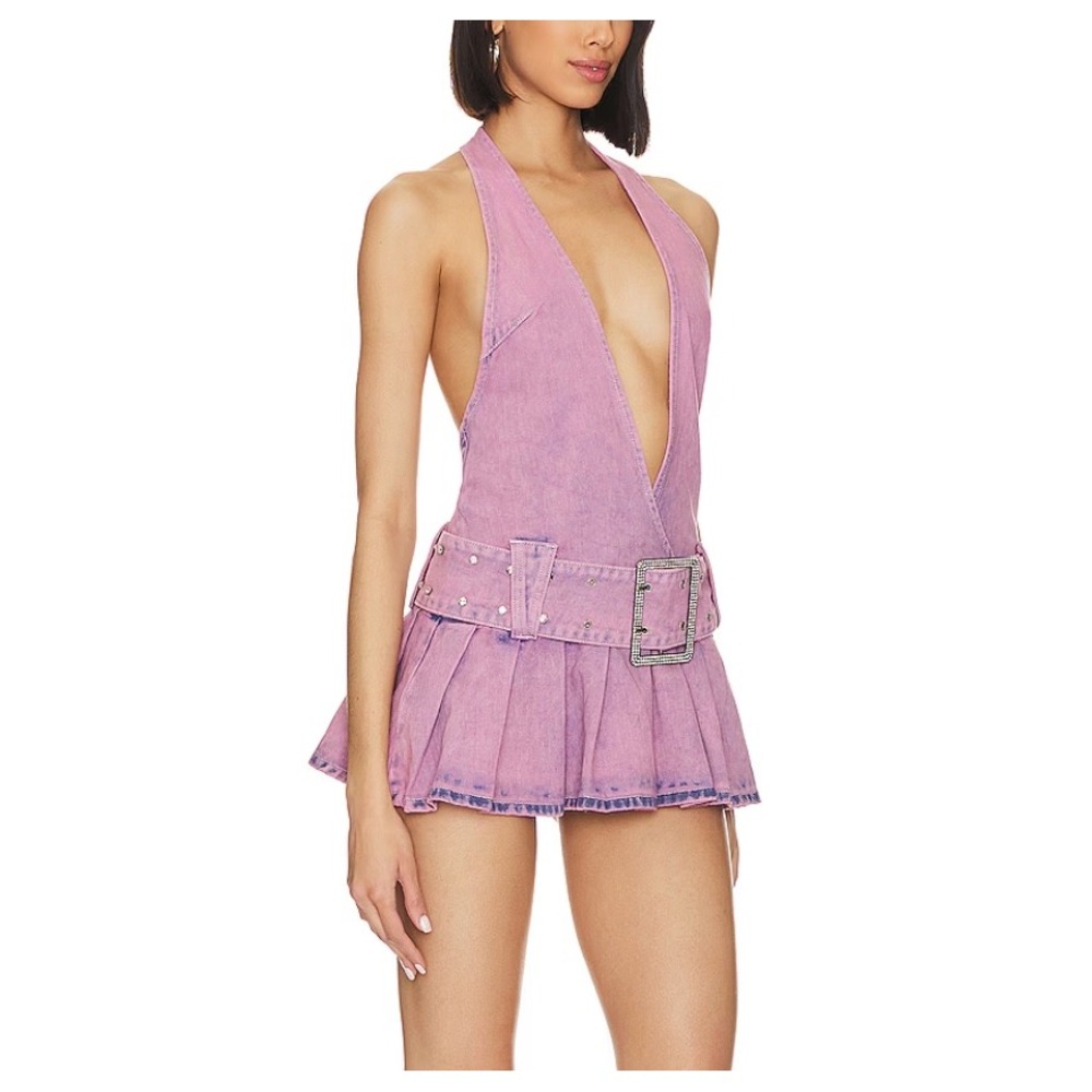 JADED LONDON Malibu Plunge Denim Mini Dress - Picture 3 of 13